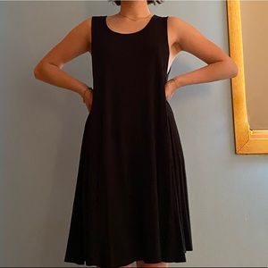 soft black midi dress